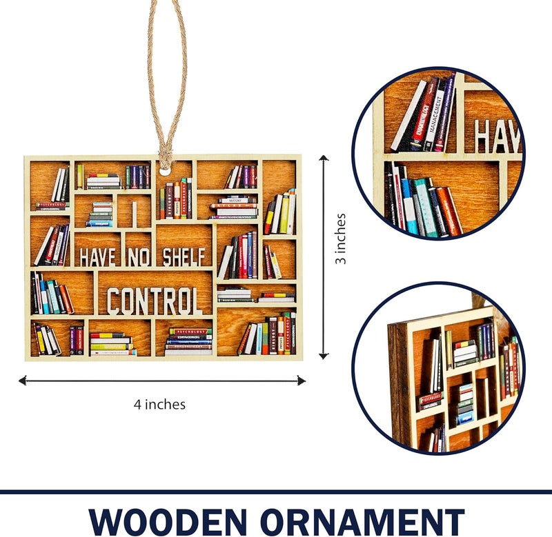 NELXI Book Ornament, Book Lovers Gifts, Book Ornaments for Christmas Tree, Wooden Bookshelf Heart Ornament, Rustic Library Decor for Readers and Bookworms, Teacher, Reader. Gift for Book Lovers Women 2025 - Image 4